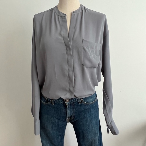 Violet + Claire - Grey Long Sleeve Button up Blouse / Shirt - Picture 2 of 12